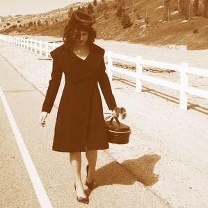 Vintage BeBe Unique Retro Black Dress Coat w/Oversized Collar & Side Buttons